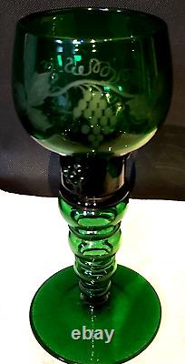 Ancien grand Verre à Vin Roemer Soufflé à la main XIXe Vert Vin d' Alsace