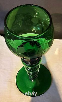 Ancien grand Verre à Vin Roemer Soufflé à la main XIXe Vert Vin d' Alsace