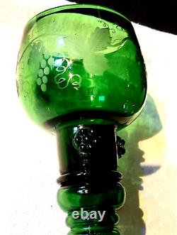 Ancien grand Verre à Vin Roemer Soufflé à la main XIXe Vert Vin d' Alsace