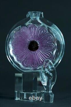 Ancien grand flacon parfum en pâte de verre Cristal signé Daum France Coppelia