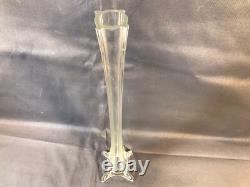 Ancien grand vase à fleur soliflore en verre vintage années 1950