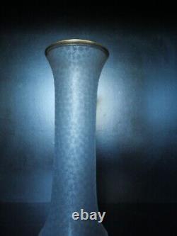 Ancien grand vase cristal dégagé a l'acide cristal Saint ST Louis et or 34,5 cm