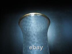 Ancien grand vase cristal dégagé a l'acide cristal Saint ST Louis et or 34,5 cm