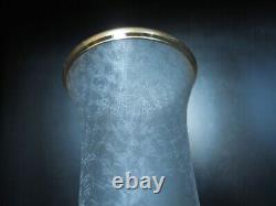 Ancien grand vase cristal dégagé a l'acide cristal Saint ST Louis et or 34,5 cm