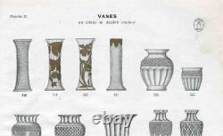 Ancien grand vase cristal dégagé a l'acide cristal Saint ST Louis et or 34,5 cm