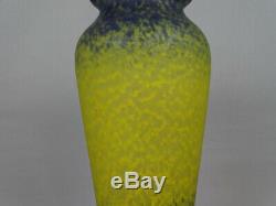 Ancien grand vase en pâte de verre Fabrication Muller Frères old glass maronéen