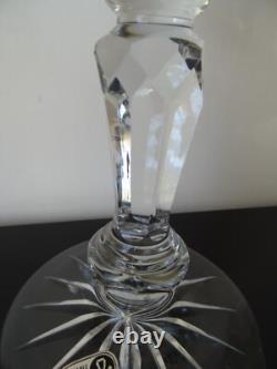 Ancien grand vase sur pied cristal taillé Bohème 32 cm