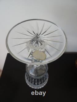 Ancien grand vase sur pied cristal taillé Bohème 32 cm