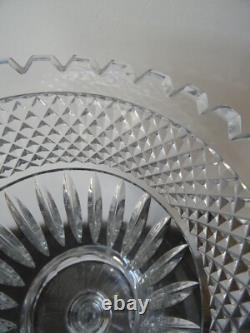 Ancien grand vase sur pied cristal taillé Bohème 32 cm