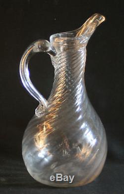 Ancien pichet cruche à cidre normand en verre soufflé torsadé XVIII ème