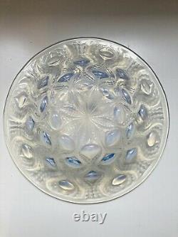 Ancien plat coupe vide poche verre opalescent signé R. Lalique France Art Déco