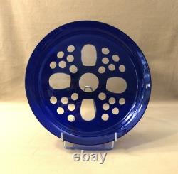 Ancien plateau rond en cristal overlay BACCARAT / SAINT LOUIS doublé BLEU 30,5cm