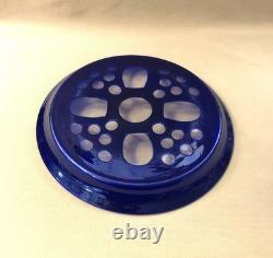 Ancien plateau rond en cristal overlay BACCARAT / SAINT LOUIS doublé BLEU 30,5cm