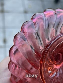 Ancien porte-bagues Baccarat en cristal rose signé France Vintage Ring Holder