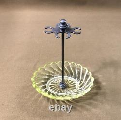 Ancien porte brosses en ouraline / cristal jaune signé BACCARAT modèle BAMBOU
