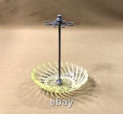Ancien porte brosses en ouraline / cristal jaune signé BACCARAT modèle BAMBOU