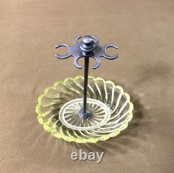 Ancien porte brosses en ouraline / cristal jaune signé BACCARAT modèle BAMBOU
