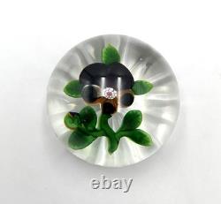 Ancien presse papier sulfure PENSÉE en cristal de BACCARAT paperweight Ø 6,8 cm