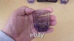 Ancien service à liqueur cristal de Bohême couleur amethyste violine art déco