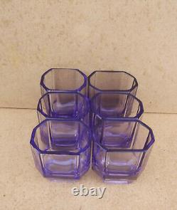 Ancien service à liqueur cristal de Bohême couleur amethyste violine art déco