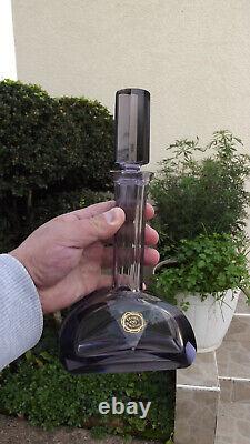 Ancien service à liqueur cristal de Bohême couleur amethyste violine art déco
