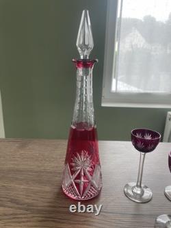 Ancien service à liqueur cristal taillé de couleur Saint Louis Val saint Lambert