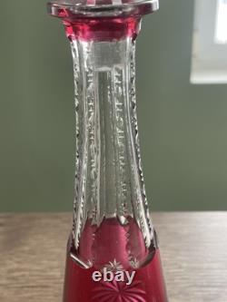 Ancien service à liqueur cristal taillé de couleur Saint Louis Val saint Lambert