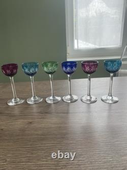Ancien service à liqueur cristal taillé de couleur Saint Louis Val saint Lambert