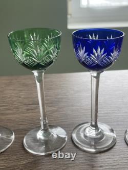 Ancien service à liqueur cristal taillé de couleur Saint Louis Val saint Lambert