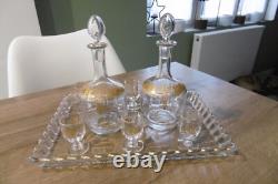 Ancien service à liqueurs en cristal de Baccarat émaillé doré