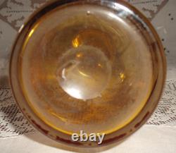 Ancien service carafe et 8 verres en cristal de bohème ambré gravés