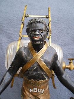 Ancien service cave a liqueur 19th statue sculpture homme noir porteur antique