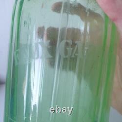 Ancien siphon eaux gazeuses garot ouraline verre vert art deco nouveau