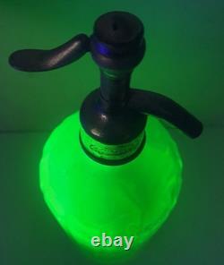 Ancien siphon eaux gazeuses garot ouraline verre vert art deco nouveau Ancien siphon eaux gazeuses garot ouraline verre vert art deco nouveau