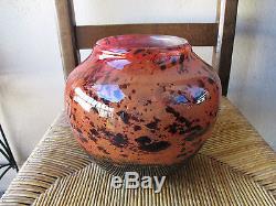 Ancien superbe vase Daum # Nancy France en verre doublé et moucheté Art Déco