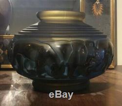 Ancien vase art déco en verre davesn décor panthère