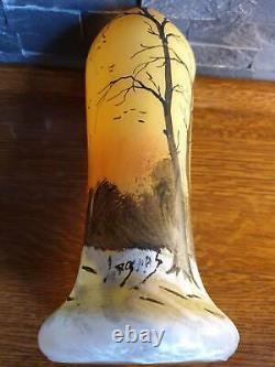 Ancien vase col lobé LEGRAS Paysage enneigé