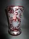 Ancien vase cristal de Bohème taillé rouge décors riche château chasse XIX ème