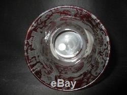 Ancien vase cristal de Bohème taillé rouge décors riche château chasse XIX ème