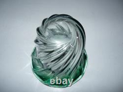 Ancien vase cristal val saint lambert signé / vert / très belle état / année 50