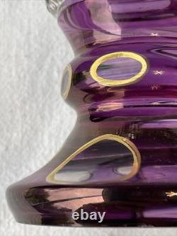 Ancien vase en cristal, overlay, ciselé, pointe diamant, floral, vase à céleri