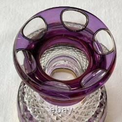 Ancien vase en cristal, overlay, ciselé, pointe diamant, floral, vase à céleri