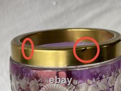 Ancien vase en cristal, overlay, ciselé, pointe diamant, floral, vase à céleri