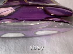 Ancien vase en cristal, overlay, ciselé, pointe diamant, floral, vase à céleri