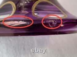 Ancien vase en cristal, overlay, ciselé, pointe diamant, floral, vase à céleri