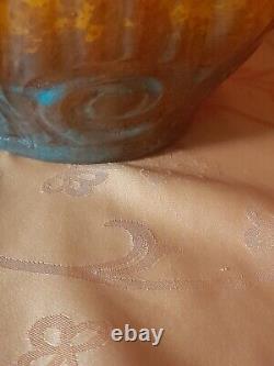 Ancien vase en pate de verre signé daum nancy couleur orangé