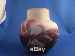 Ancien vase pate de verre gallé decor floral acide art nouveau 1900