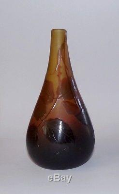 Ancien vase pate de verre signé d'Argental + croix de Lorraine Art Nouveau