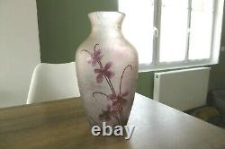 Ancien vase signé Legras émaillé givré dégagé à l'acide art nouveau