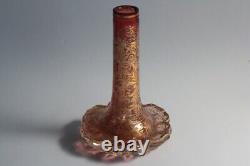 Ancien vase soliflore cristal taillé doré Bohème (59893)